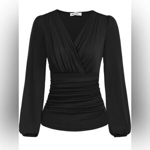 GRACE KARIN 2024 Tops Elegant Wrap Blouse V Neck Work Shirts Fall Fashion Dressy